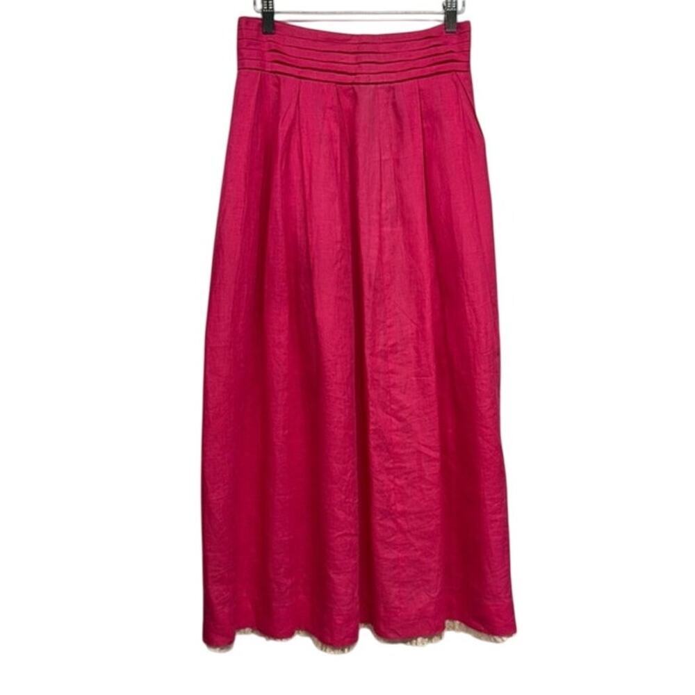 Cloak of Many Colors by Liberty & Lucrezia Hot Pink 100% Linen Maxi Skirt Size 8